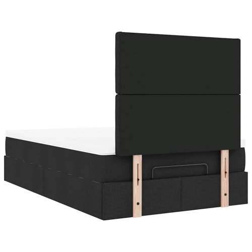 Otomanski krevet s madracem crni 120x190 cm tkanine - Crna 120 x 190 cm gumbi Cijena