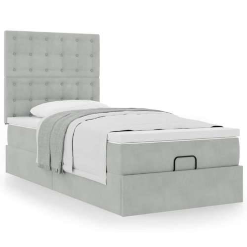 Okvir za krevet s madracima svjetlosivi 80x200 cm baršunasti - Svjetlosiva 80 x 200 cm gumbi Cijena