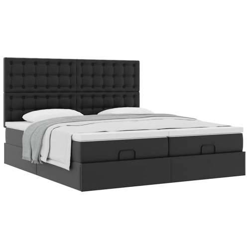 Otomanski okvir kreveta s madracima crni 200x200cm umjetna koža - Crna 200 x 200 cm Cijena