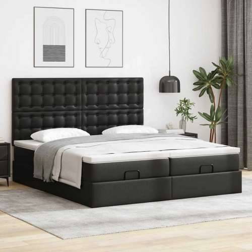 Otomanski okvir kreveta s madracima crni 200x200cm umjetna koža - Crna 200 x 200 cm Cijena