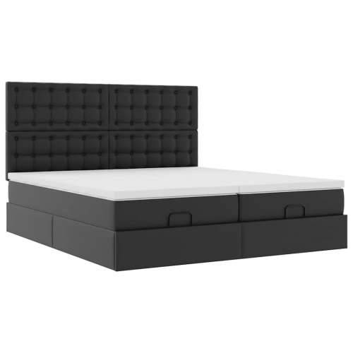 Otomanski okvir kreveta s madracima crni 200x200cm umjetna koža - Crna 200 x 200 cm Cijena