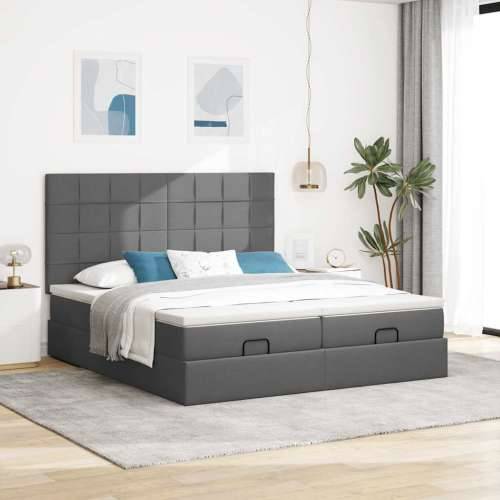 Okvir kreveta s madracima tamnosivi 160x200cm od tkanine - Tamno siva 160 x 200 cm Blok s kvadratima Cijena