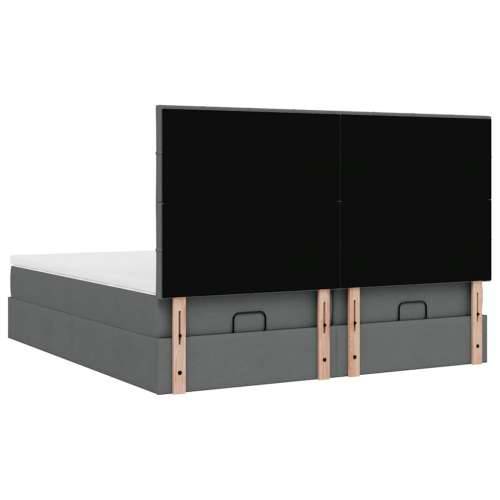 Okvir kreveta s madracima tamnosivi 160x200cm od tkanine - Tamno siva 160 x 200 cm Blok s kvadratima Cijena