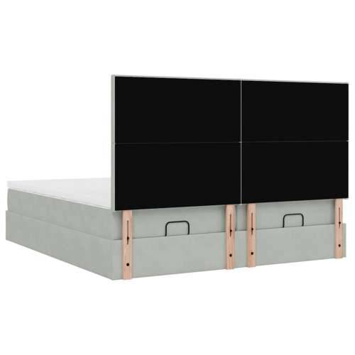 Okvir kreveta s madracima svijetlosivi 160x200cm baršunasti - Svjetlosiva 160 x 200 cm Gladak dizajn Cijena