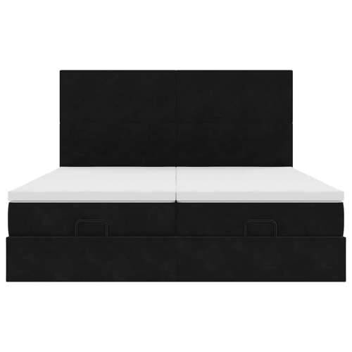 Otomanski okvir kreveta s madracima crni 200x200cm baršunasti - Crna 200 x 200 cm Gladak dizajn Cijena