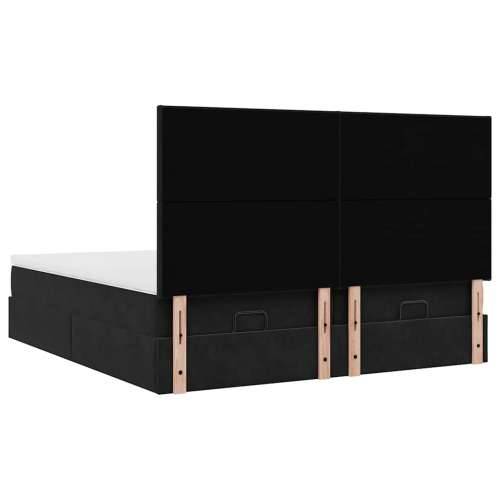 Otomanski okvir kreveta s madracima crni 200x200cm baršunasti - Crna 200 x 200 cm Gladak dizajn Cijena
