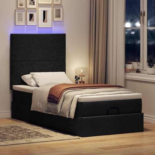 Otomanski okvir kreveta s madraca crni 90x190cm od tkanine - Crna 90 x 190 cm Gladak dizajn Cijena