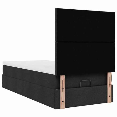 Otomanski okvir kreveta s madraca crni 90x190cm od tkanine - Crna 90 x 190 cm Gladak dizajn Cijena