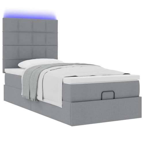 Otomanski krevet s madracem i LED svijetlosiva 80x200cm tkanina - Svjetlosiva 80 x 200 cm Blok s kvadratima Cijena