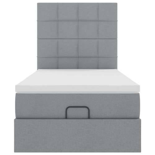 Otomanski krevet s madracem i LED svijetlosiva 80x200cm tkanina - Svjetlosiva 80 x 200 cm Blok s kvadratima Cijena