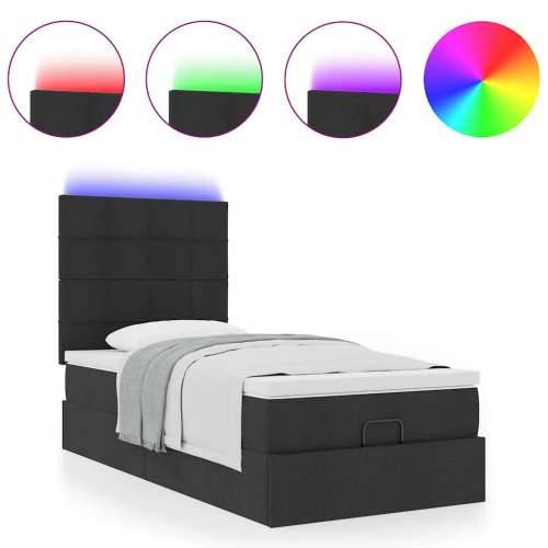 Otomanski krevet s madracem i LED crna 80x200cm tkanina - Crna 80 x 200 cm Blok s kvadratima Cijena
