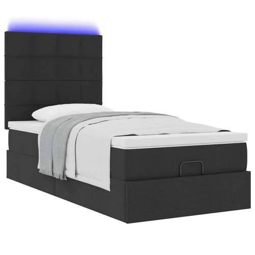 Otomanski krevet s madracem i LED crna 80x200cm tkanina - Crna 80 x 200 cm Blok s kvadratima Cijena
