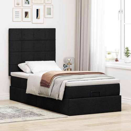 Otomanski krevet s madracem i LED crna 80x200cm tkanina - Crna 80 x 200 cm Blok s kvadratima Cijena