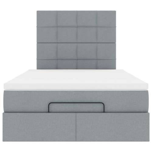 Okvir za krevet s madraca svjetlosivi 120x190 cm od tkanine - Svjetlosiva 120 x 190 cm Blok s kvadratima Cijena