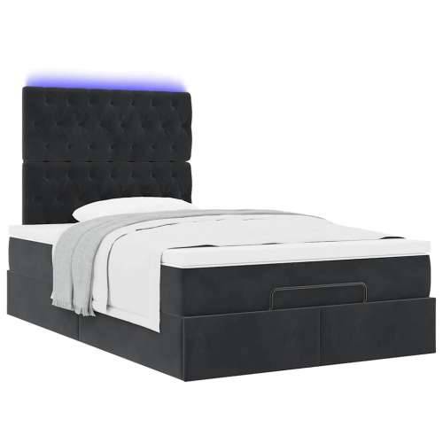 Otomanski krevet madracem i LED crna 120x190 cm tkanina - Crna 120 x 190 cm Dizajn s gumbima Cijena