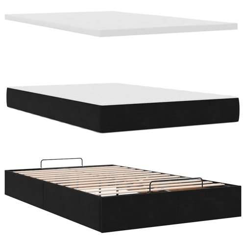 Otomanski krevet madracem i LED crna 120x190 cm tkanina - Crna 120 x 190 cm Dizajn s gumbima Cijena