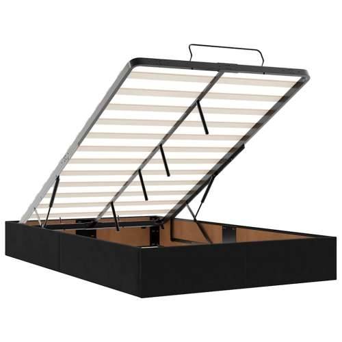 Otomanski krevet madracem i LED crna 120x190 cm tkanina - Crna 120 x 190 cm Dizajn s gumbima Cijena