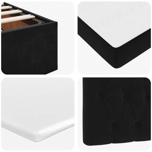 Otomanski krevet madracem i LED crna 120x190 cm tkanina - Crna 120 x 190 cm Dizajn s gumbima Cijena