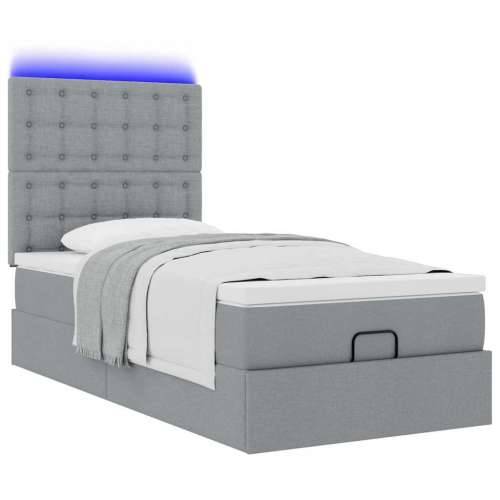 Otomanski krevet s madracem i LED svijetlosiva 80x200cm tkanina - Svjetlosiva 80 x 200 cm gumbi Cijena