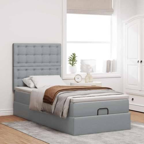Otomanski krevet s madracem i LED svijetlosiva 80x200cm tkanina - Svjetlosiva 80 x 200 cm gumbi Cijena