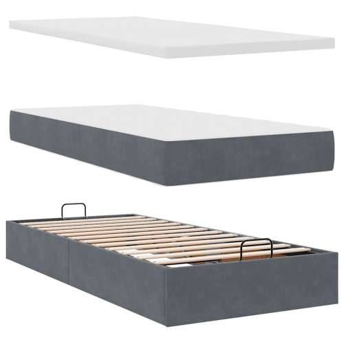 Okvir kreveta s madracima tamnosivi 90x200cm baršunasti - Tamno siva 90 x 200 cm Gladak dizajn Cijena