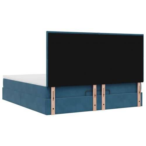 Otomanski okvir kreveta s madracima plavi 180x200cm baršunasti - Tamno plava 180 x 200 cm Gladak dizajn Cijena
