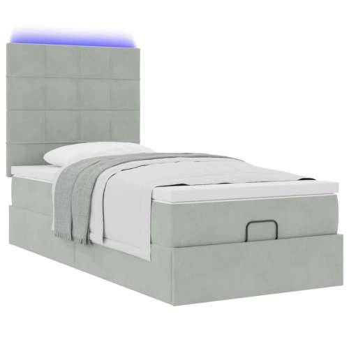 Okvir za krevet s madracima svjetlosivi 80x200 cm baršunasti - Svjetlosiva 80 x 200 cm Blok s kvadratima Cijena