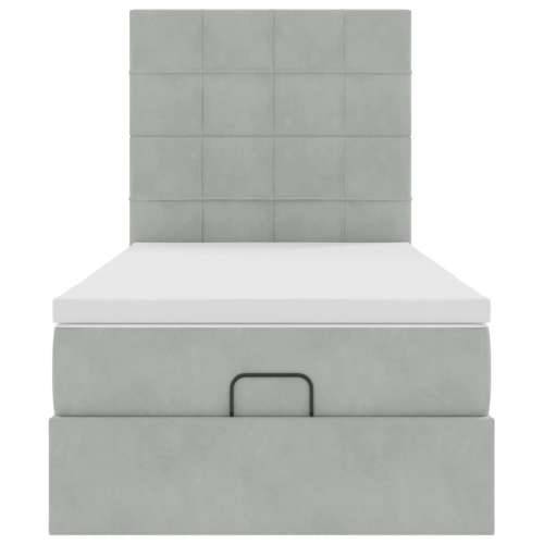 Okvir za krevet s madracima svjetlosivi 80x200 cm baršunasti - Svjetlosiva 80 x 200 cm Blok s kvadratima Cijena