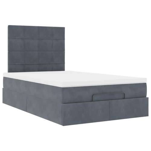 Okvir za krevet s madracima tamnosivi 120x190 cm baršunasti - Tamno siva 120 x 190 cm Blok s kvadratima Cijena