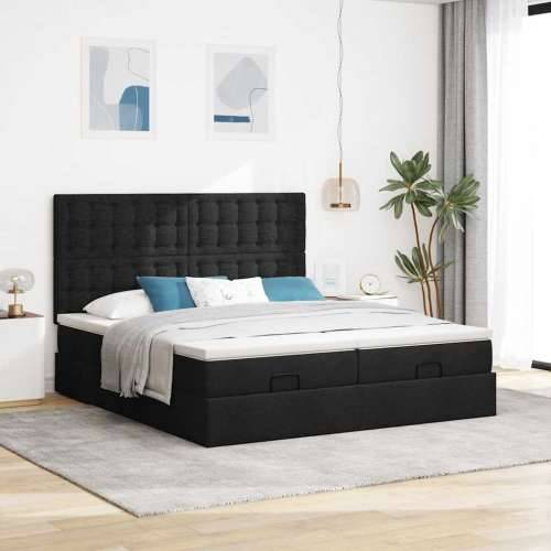 Okvir kreveta s madracima crni 160x200cm od tkanine - Crna 160 x 200 cm gumbi Cijena