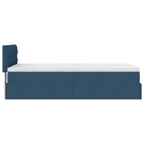 Otomanski krevet s madracem plavi 90x200 cm tkanine - Plava 90 x 200 cm Dizajn s gumbima Cijena