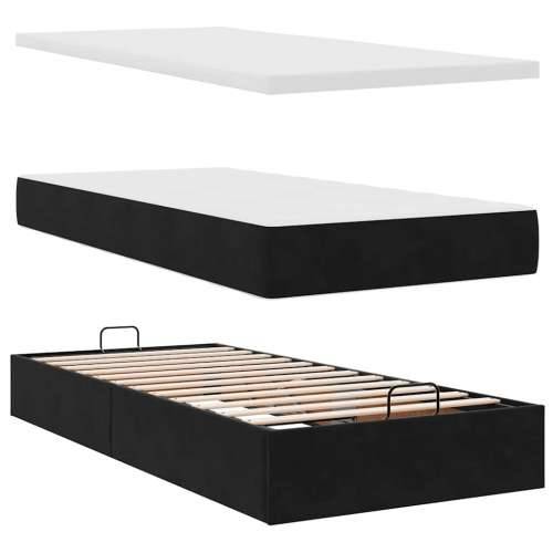 Otomanski okvir kreveta s madraca crni 100x200cm baršunasti - Crna 100 x 200 cm Dizajn s gumbima Cijena