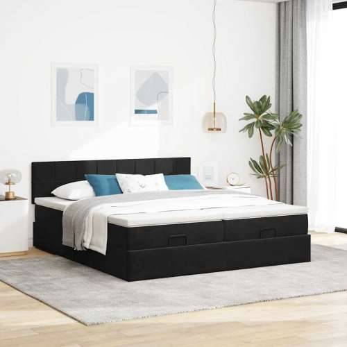 Okvir kreveta s madracima crni 160x200cm baršunasti - Crna 160 x 200 cm Blok s kvadratima Cijena