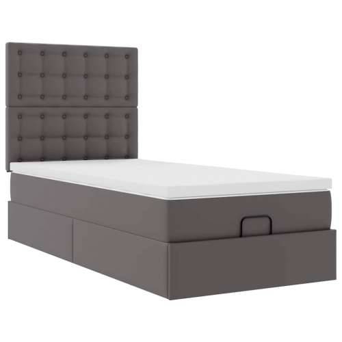 Otomanski krevet s madracem sivi 100x200 cm umjetna koža - Siva 100 x 200 cm Cijena