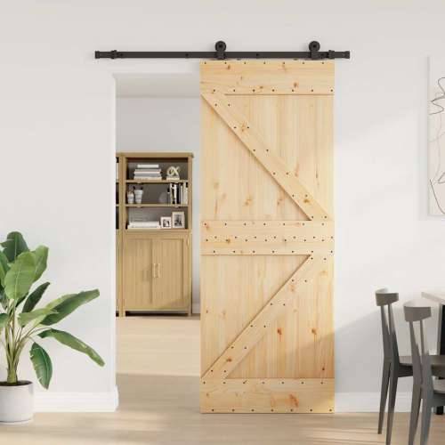 Klizna vrata s priborom za montažu 80 x 210 cm masivna borovina - 80 x 210 cm (152.5 cm) 1 Trokutasti Cijena
