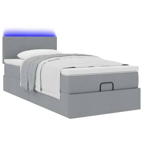 Otomanski krevet s madracem i LED svijetlosiva 80x200cm tkanina - Svjetlosiva 80 x 200 cm Gladak dizajn Cijena