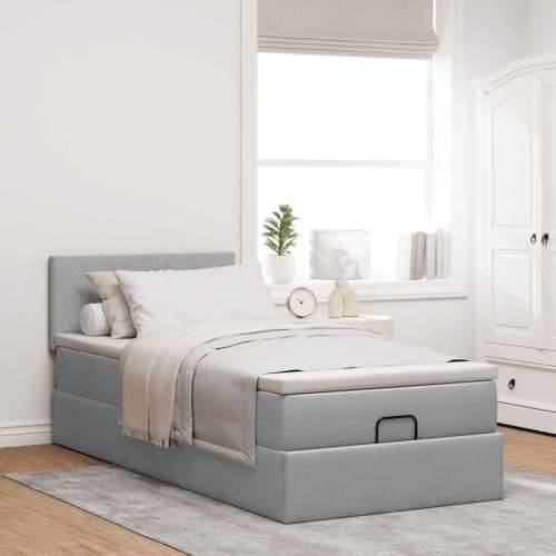Otomanski krevet s madracem i LED svijetlosiva 80x200cm tkanina - Svjetlosiva 80 x 200 cm Gladak dizajn Cijena