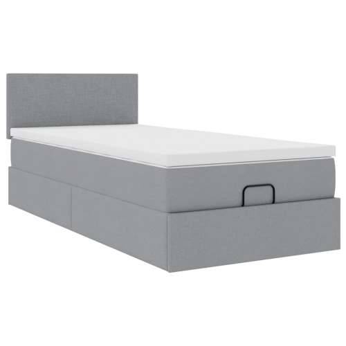 Otomanski krevet s madracem i LED svijetlosiva 80x200cm tkanina - Svjetlosiva 80 x 200 cm Gladak dizajn Cijena