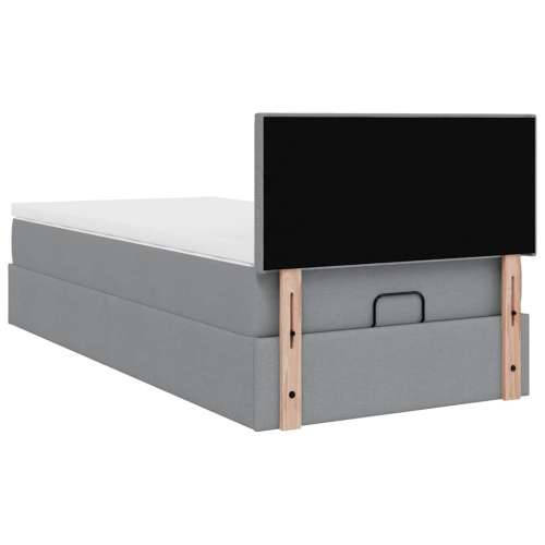 Otomanski krevet s madracem i LED svijetlosiva 80x200cm tkanina - Svjetlosiva 80 x 200 cm Gladak dizajn Cijena