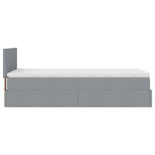 Otomanski krevet s madracem&LED svijetlosivi 90x200 cm tkanine - Svjetlosiva 90 x 200 cm Gladak dizajn Cijena