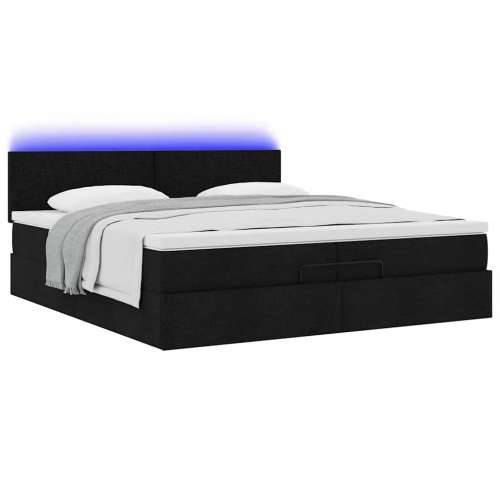 Otomanski okvir kreveta s madracima crni 200x200cm od tkanine - Crna 200 x 200 cm Gladak dizajn Cijena