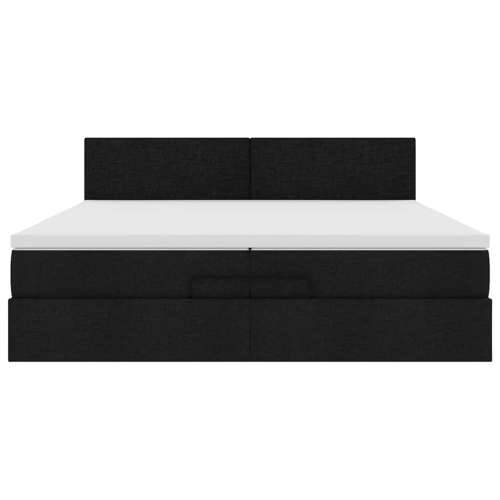 Otomanski okvir kreveta s madracima crni 200x200cm od tkanine - Crna 200 x 200 cm Gladak dizajn Cijena