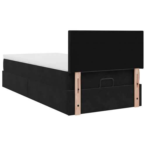 Otomanski krevet s madracem i LED crna 80x200cm baršun - Crna 80 x 200 cm Gladak dizajn Cijena