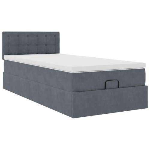 Otomanski okvir kreveta s madraca tamnosivi 80x200cm baršunasti - Tamno siva 80 x 200 cm gumbi Cijena