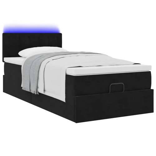 Otomanski okvir kreveta s madraca crni 90x190cm baršunasti - Crna 90 x 190 cm gumbi Cijena