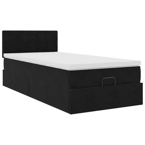 Otomanski okvir kreveta s madraca crni 90x190cm baršunasti - Crna 90 x 190 cm gumbi Cijena