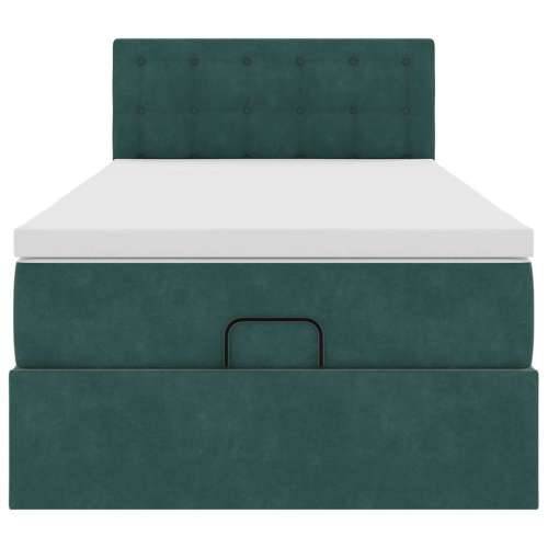 Otomanski krevet s madracem i LED tamnozeleni 90x200 cm baršun - Tamnozelena 90 x 200 cm gumbi Cijena