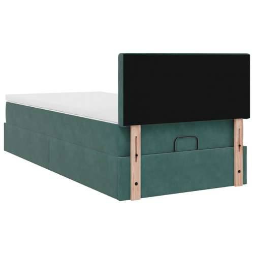 Otomanski krevet s madracem i LED tamnozeleni 90x200 cm baršun - Tamnozelena 90 x 200 cm gumbi Cijena