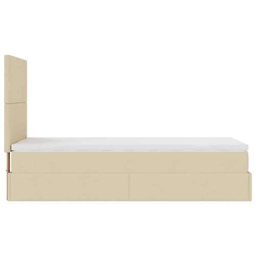 Otomanski krevet s madracem krem 100x200 cm tkanine - Krema 100 x 200 cm Gladak dizajn Cijena