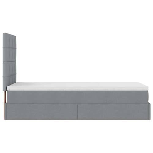 Otomanski okvir kreveta s madraca svijetlosivi 80x200cm tkanine - Svjetlosiva 80 x 200 cm Blok s kvadratima Cijena